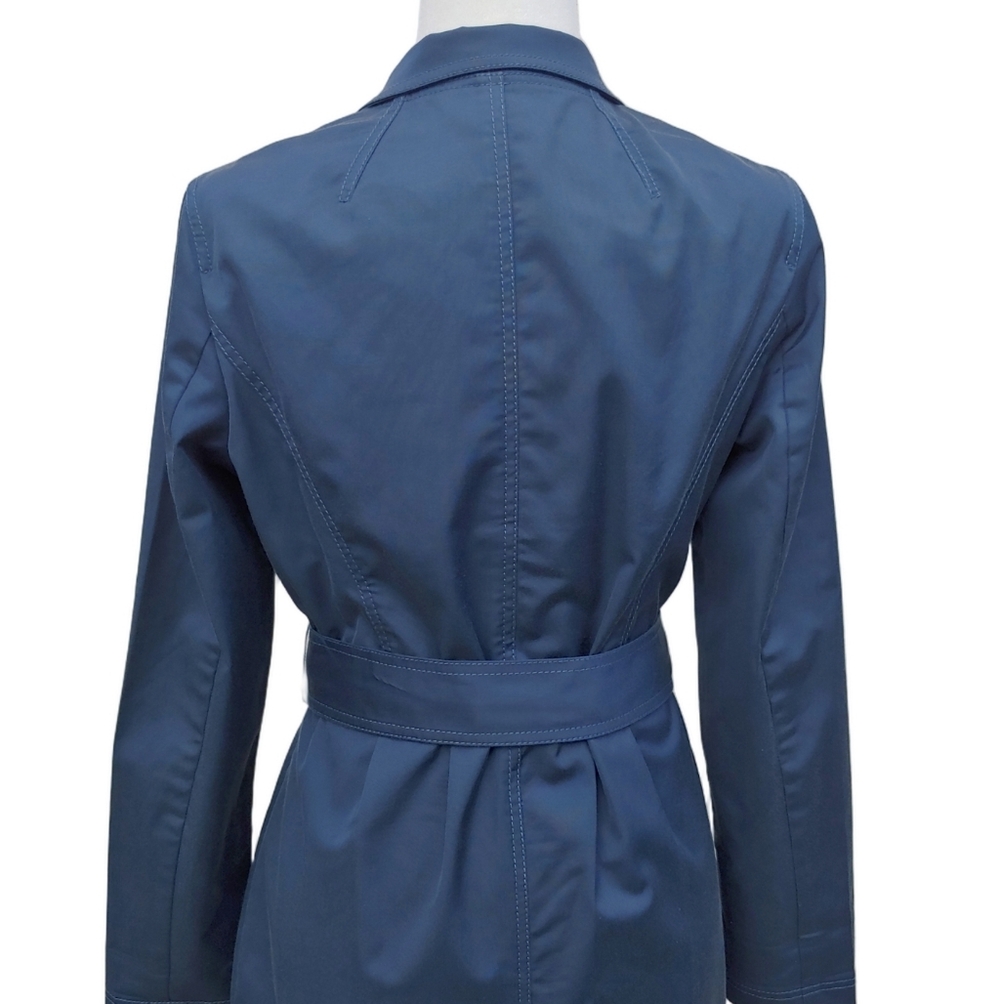 St. John Yellow Label Blue Utility Trench Jacket with Gold Buttons Women's 6 - Picture 9 of 17